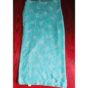 Sea Turtle Print Scarf Turquoise Sheer Lightweight